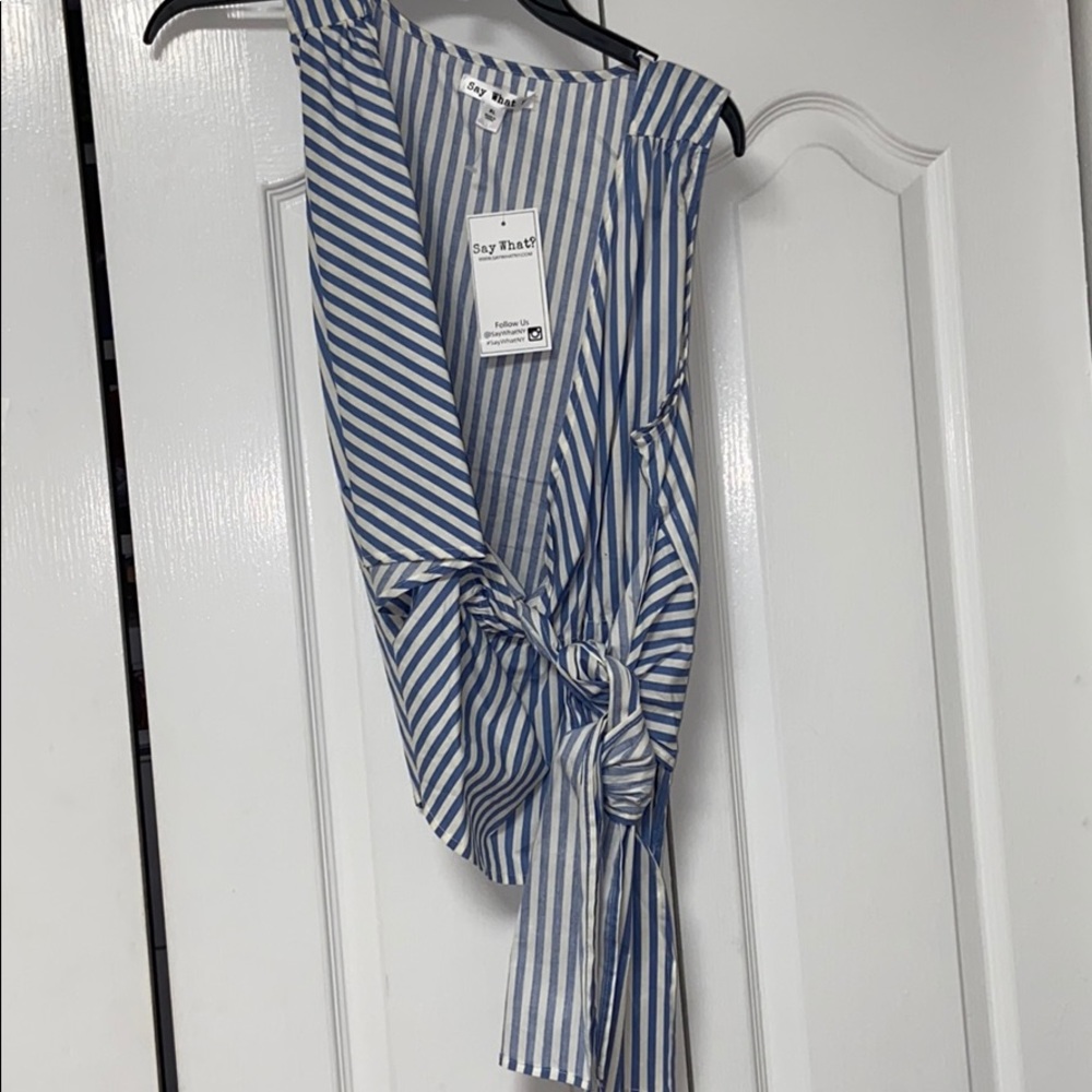 Striped tie up blouse